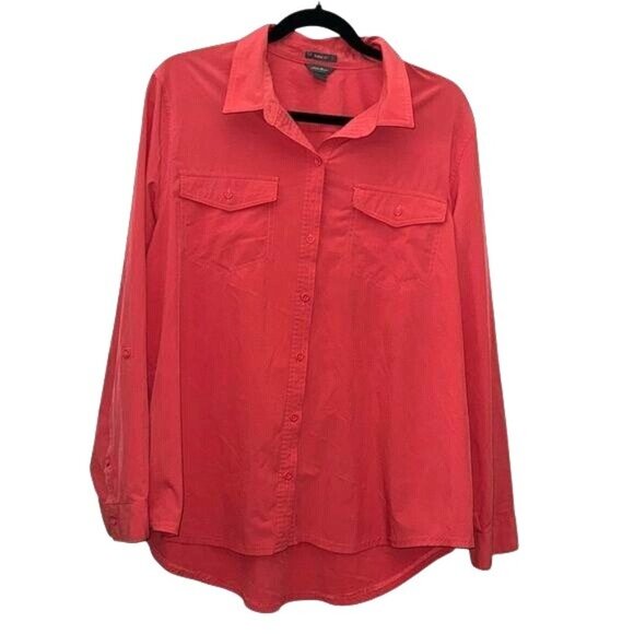 Eddie Bauer Womens XL Coral Button-Up Shirt With 3/4 Sleeves & Front Pockets - Picture 4 of 8